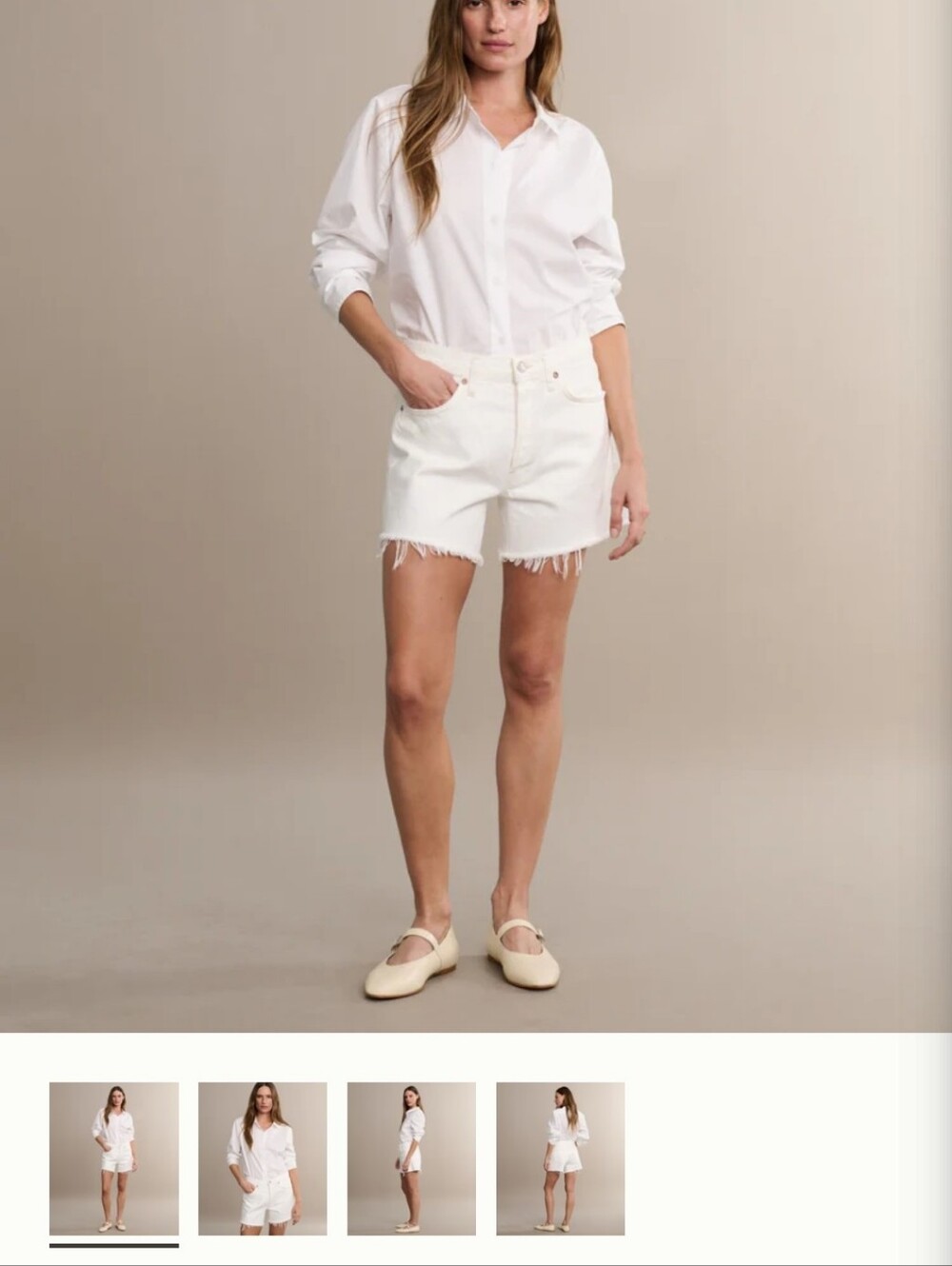 Jenni Kayne White Frayed Hem Denim Shorts